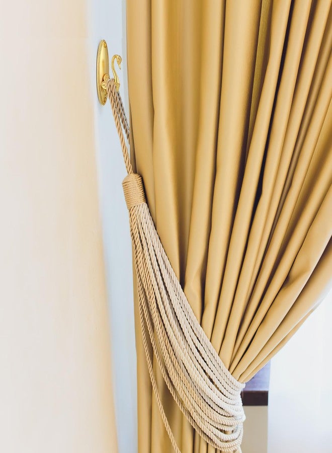 بارتي كينج دوم مشابك ستائر عتيقة من بارتي كينجدوم: قطعتان من مشابك الستائر على شكل بجعة، خطافات ربط ستائر كلاسيكية من النحاس الذهبي لتزيين الغرفة - Image 2