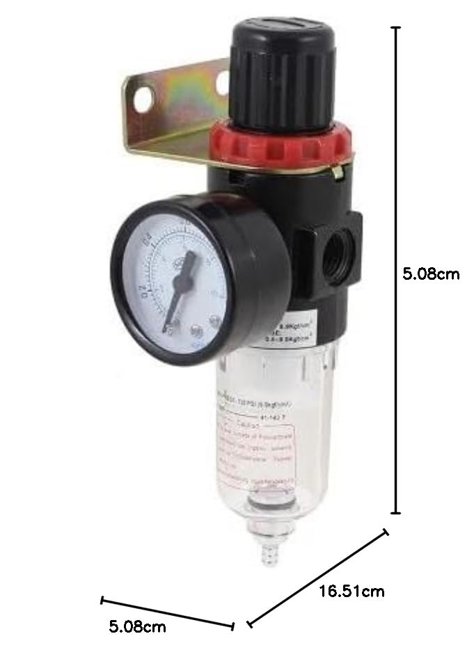 Compressor Masters AFR2000 Connection Size 14 Pneumatic Air Filter Regulator Compressor and Pressure Reducing Valve Oil Water Separation Gauge Outfit - Image 3