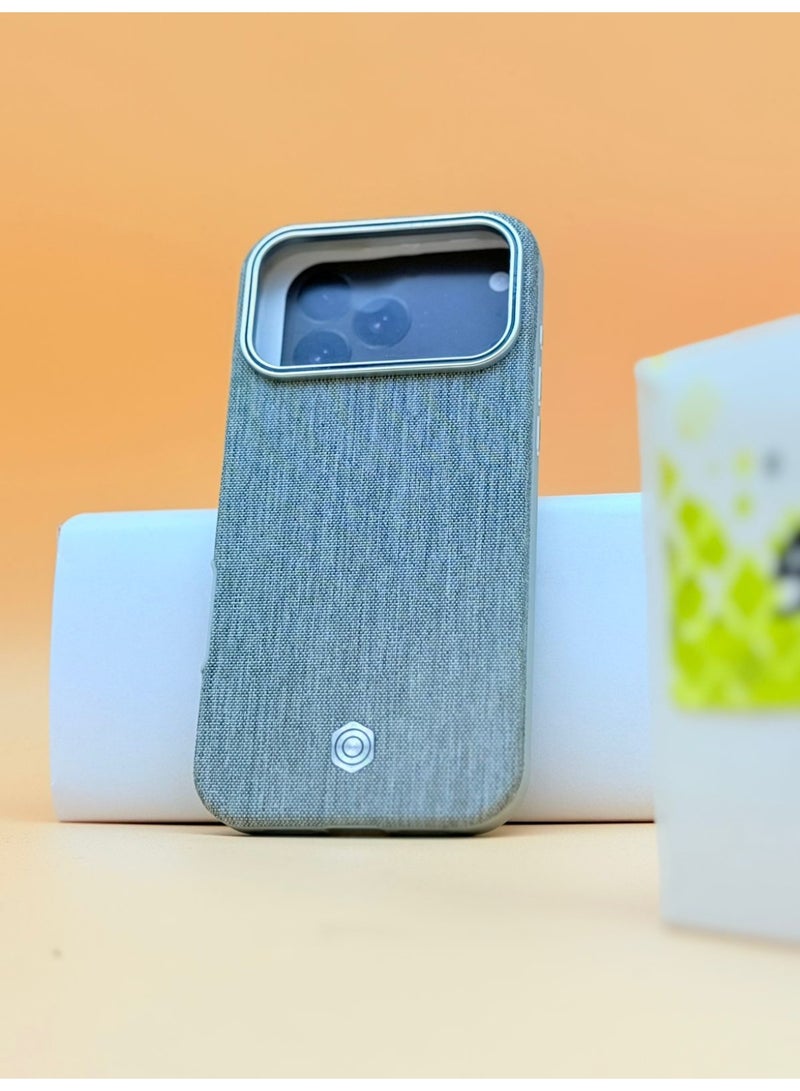 general iPhone 17 Pro Max Fabric Case, Slim Fit Back Cover, Shockproof with Camera Protection - Gray - Image 1