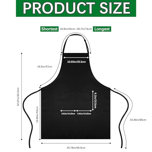 ARKBAODAN Bib Apron - Unisex Black Aprons 6 Pockets Cooking Kitchen Apron for Chef,BBQ Drawing aprons black (6 PCS) - Image 2