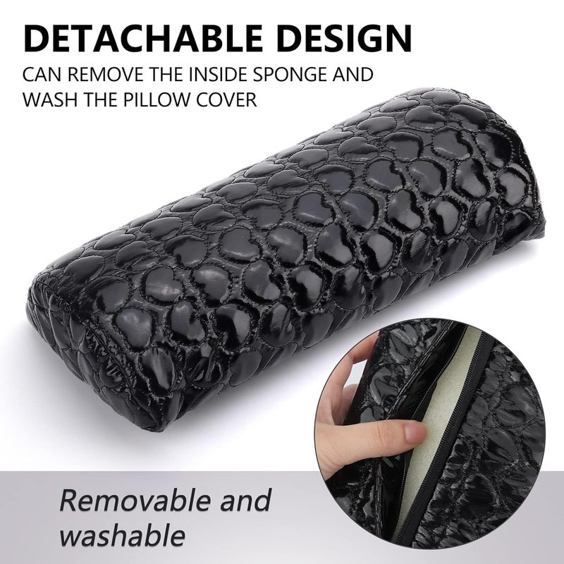 KIRA Kira Nail Pillow Hand Rest for Nails PU Leather Nail Armrest Detachable Manicure Hand Pillow Cushion Nail Art Accessories Tool for Nail Art Supplies Women Black - Image 2