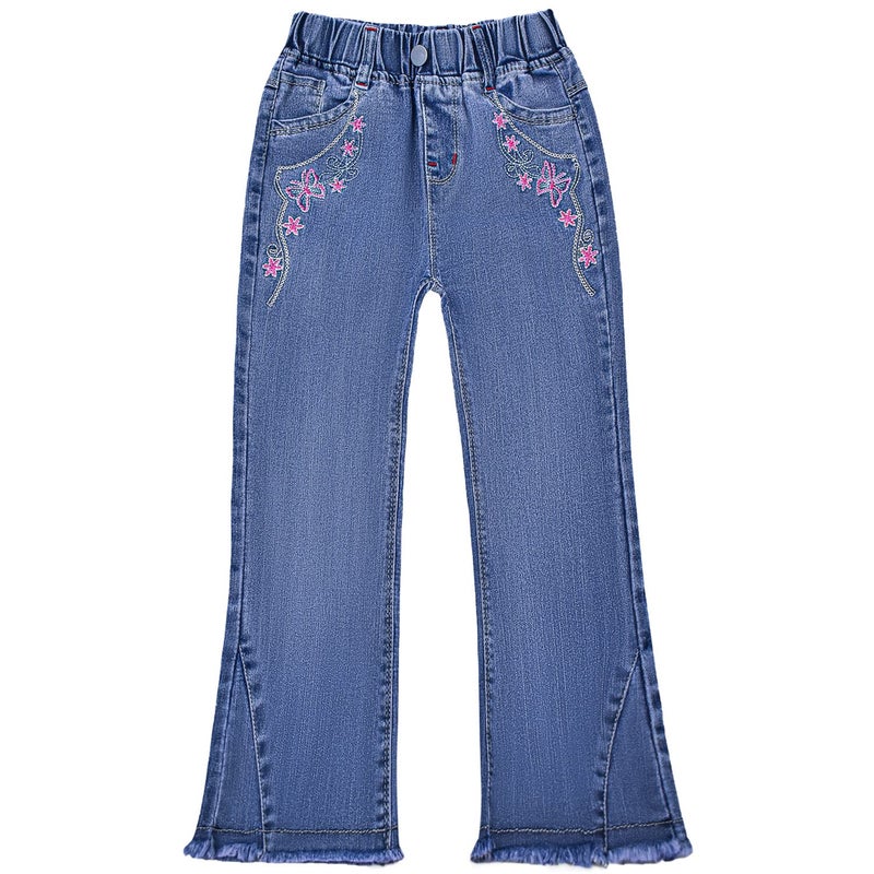 Peacolate 2-10Years Little Big Girls 2pcs Clothing Set T Shirt and Blue Butterfly Embroidered Bootcut Jeans(pink strip hoodie,9-10Years) - Image 2