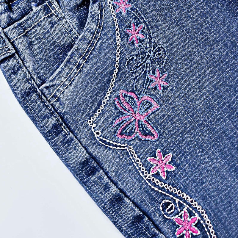 Peacolate 2-10Years Little Big Girls 2pcs Clothing Set T Shirt and Blue Butterfly Embroidered Bootcut Jeans(pink strip hoodie,9-10Years) - Image 5