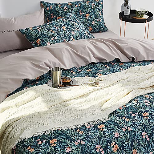 Cupocupa Duvet Cover King Size Set Boho Floral Pattern Vintage Soft Bedding Leaf Print Paisley Duvet Cover with Pillowcases - Image 2