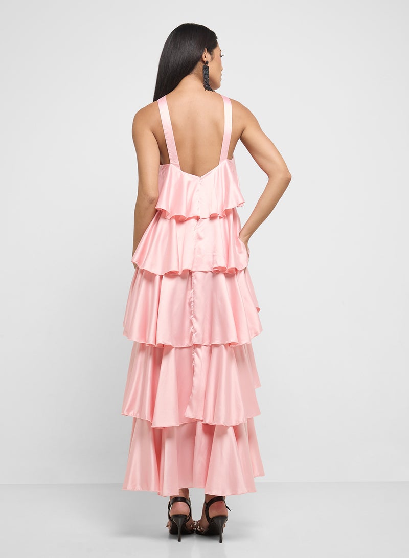 فيرو مودا فستان ماكسي بياقة هالتر مكشكش - Image 2