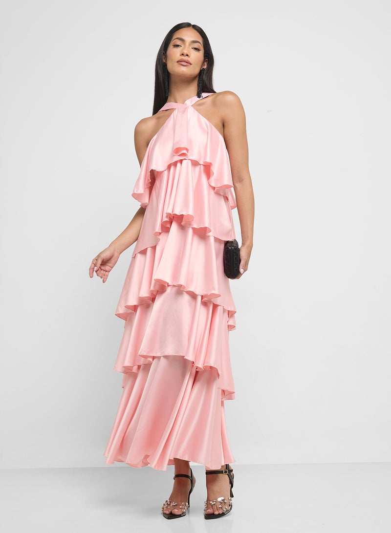 فيرو مودا فستان ماكسي بياقة هالتر مكشكش - Image 4