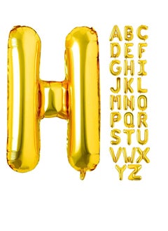 Party with Emma Gold Letter A to Z Balloons 32 inch Large Alphabet Balloons Gold Helium Foil Letter Balloon Banner for Birthday Party Anniversary Wedding Decoration (Gold-H)  - Image 1