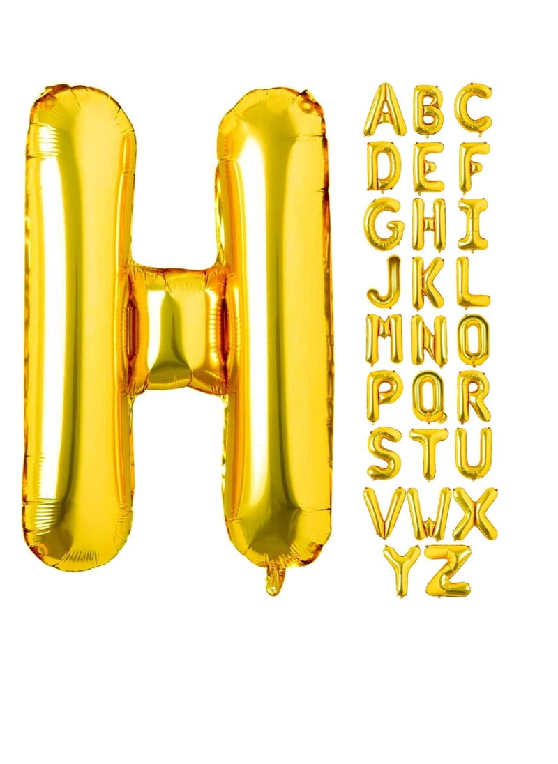 Party with Emma Gold Letter A to Z Balloons 32 inch Large Alphabet Balloons Gold Helium Foil Letter Balloon Banner for Birthday Party Anniversary Wedding Decoration (Gold-H)  - Image 1