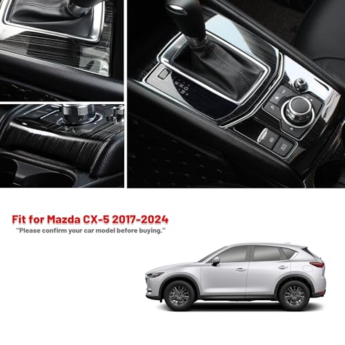 ANFOKAS Compatible with Mazda CX-5 2025 2024 2023 2022 2021 2020 2019 2018 2017 Accessories Car Center Console Cover Gear Panel Gear Shift Knob Cover Trims Frame -Stainless Steel Black - Image 2