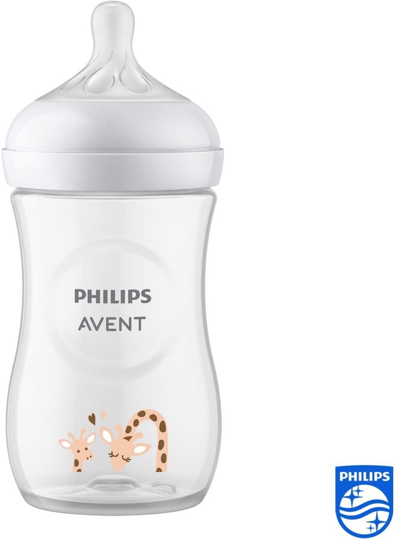 Philips Avent Natural Response Baby Bottle 260Ml Baby Milk Bottle Bpa Free For Babies Giraffe Pattern - Image 2