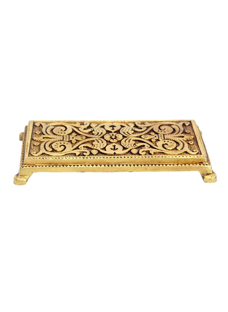 anciently anciently Pooja Chowki Rectangle Shape Pooja Chowki Rectangle Brass Chowki Brass Gold Colour 1 Piece 7 X 35 CM  - Image 4