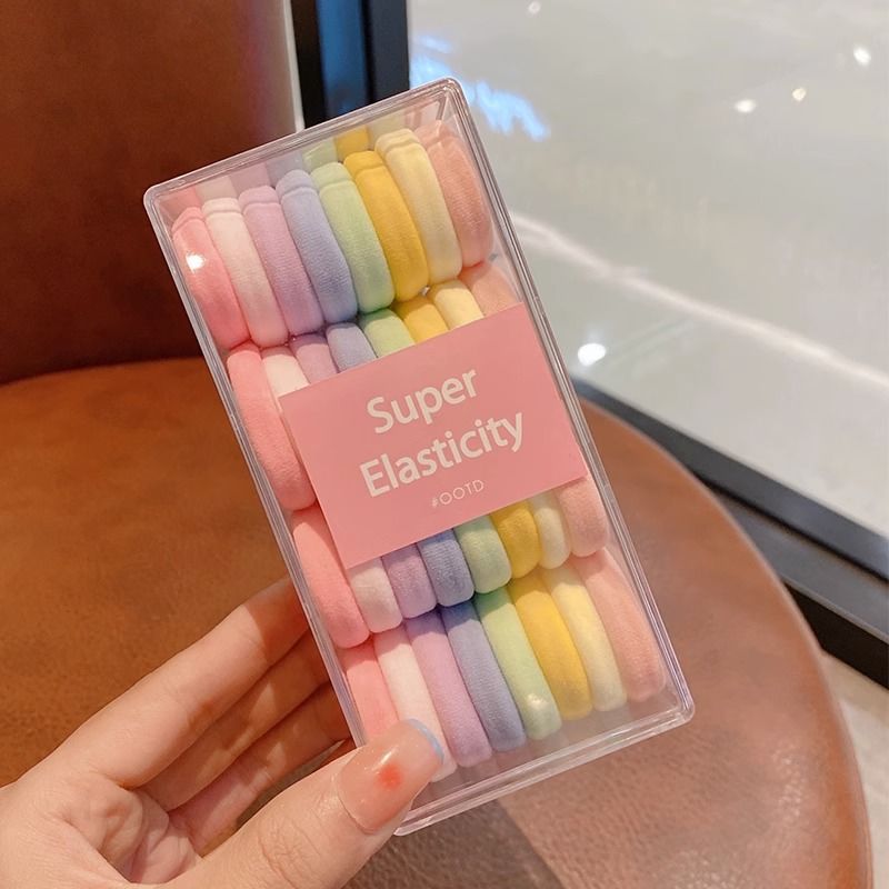 Kids High-Elastic Hair Ties Durable Ponytail Holders Light pink 【32】 boxed