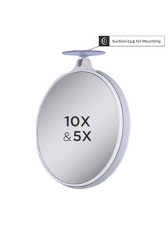Zadro Dualsided 10X/5X Magnification Compact Travel Lightweight Portable Suction Cup Spot Makeup Mirror Clear Acrylic Gray/White  - Image 2