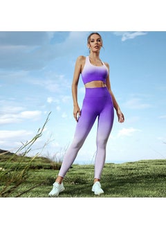 Breathable Quick-Dry Sports Bra Pants Set Purple Gradient
