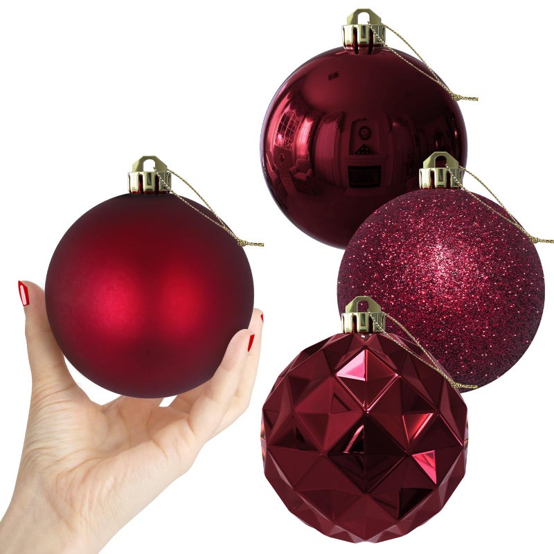 Maroon Large Christmas BallsChristmas Tree Decoration Ornaments Shatterproof Hanging Balls for Hanukkah New Year Valentine Holiday Decorations Burgundy Wine Red Dark Red OrnamentsXL404PCS