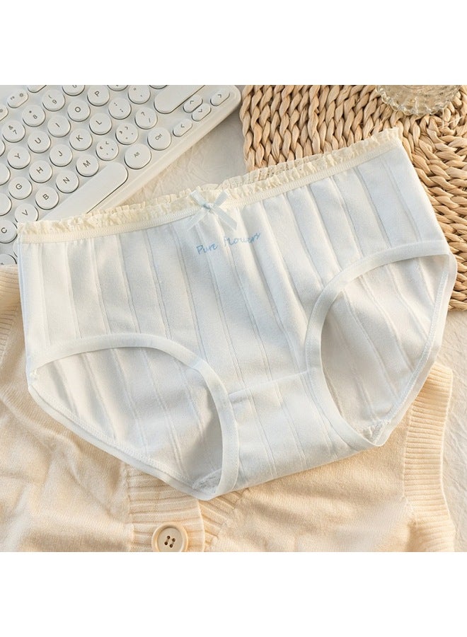 10a Antibacterial Pure Cotton Crotch Girls' Pure Cotton Panties For Female Students With Letter Ruffles, Striped Butterfly Women's Briefs