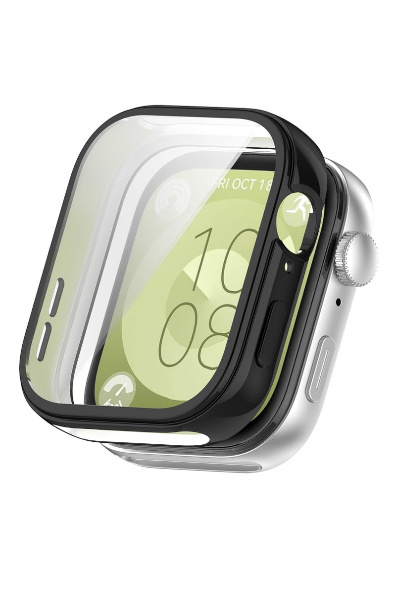 Compatible with Huawei Watch Fit 3 Case - Soft TPU Shockproof Cover - All-Inclusive Screen Protector Case - Compatible with Huawei Fit 3 (Black) - Image 1