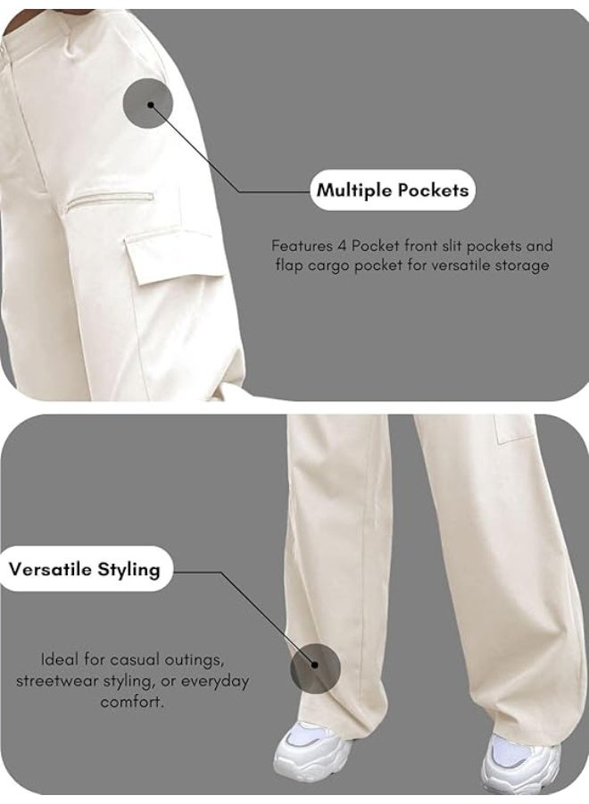 GRECIILOOKS Cargo Pants For Woman | Trousers For Womans |High Waist Trouser for Women – Flared Parachute Pants with Side Pockets |Womens Cargo Pant | Elegant for College & Events (pack of 2) - Image 2