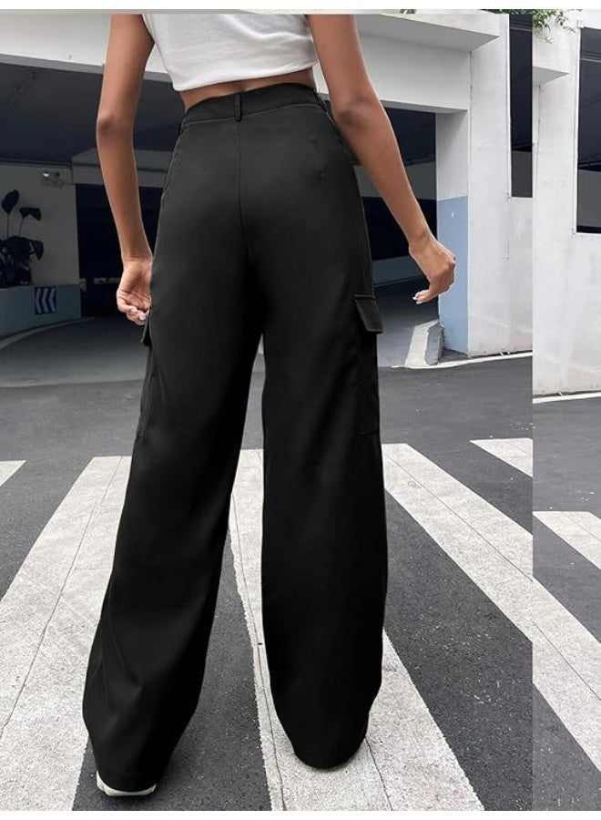 GRECIILOOKS Cargo Pants For Woman | Trousers For Womans |High Waist Trouser for Women – Flared Parachute Pants with Side Pockets |Womens Cargo Pant | Elegant for College & Events (pack of 2) - Image 3