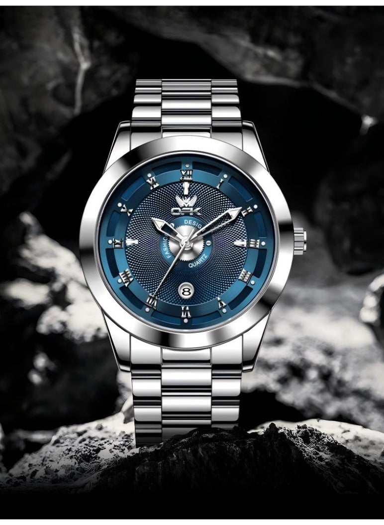 OPK Watch for Men Stainless Steel Waterproof Luminous Date Analog Quartz Wrist Watch Business Fashion Casual Men Watches - Image 2