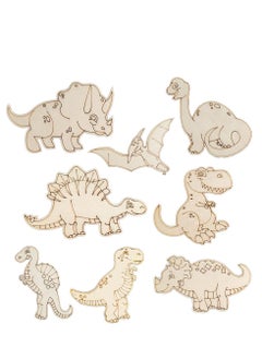 Unfinished Wood Dinosaur Cutouts Wooden Blank Paint Crafts for Kids Painting Dinosaur Wood Slices for Kids Painting Animal Wood Pieces DIY Crafts Home Decor 40 Pcs/8*5