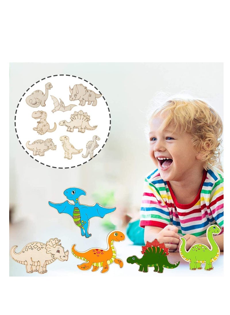 SYOSI - Unfinished Wood Dinosaur Cutouts Wooden Blank Paint Crafts for Kids Painting Dinosaur Wood Slices for Kids Painting Animal Wood Pieces DIY Crafts Home Decor 40 Pcs/8*5 - Image 1