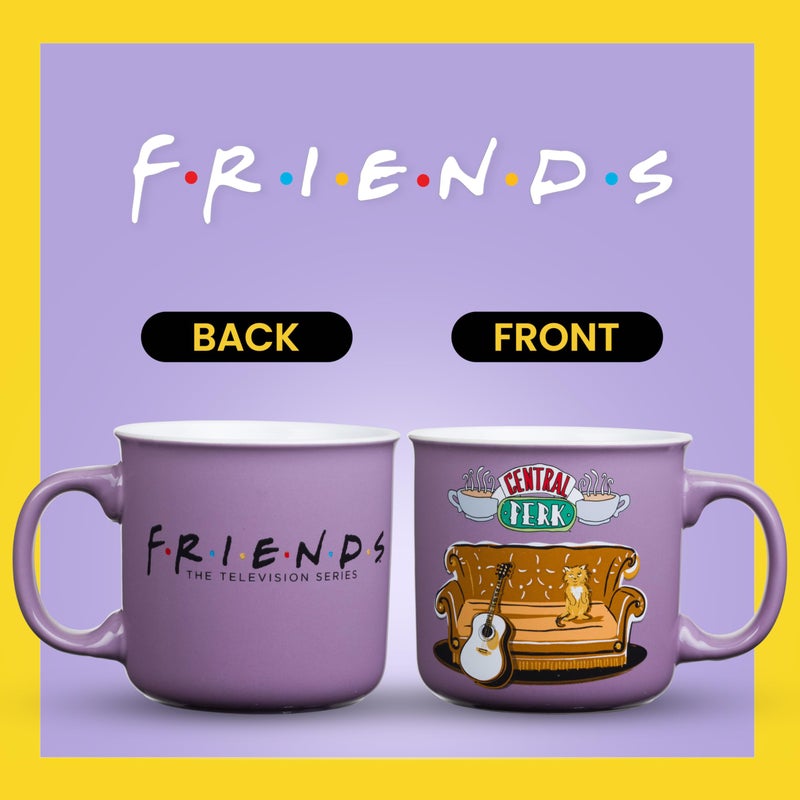 Silver Buffalo Friends Central Perk Smelly Cat, Iconic Orange Couch, Pheobe's Guitar Ceramic Camper Mug, 20 Ounces - Image 2