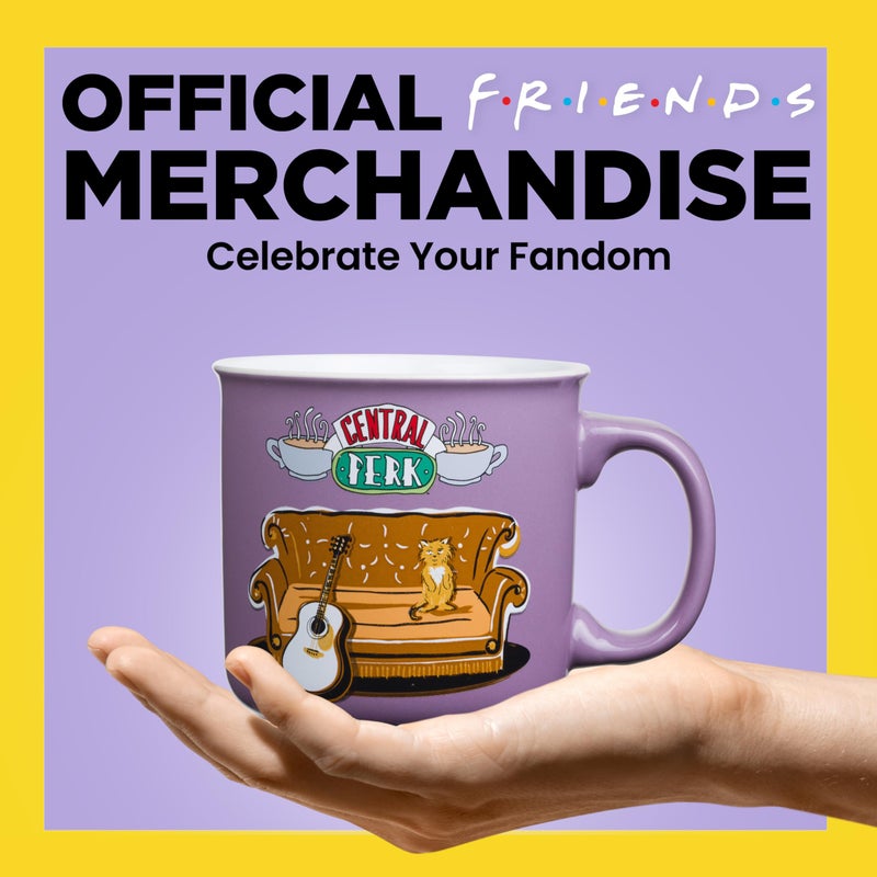 Silver Buffalo Friends Central Perk Smelly Cat, Iconic Orange Couch, Pheobe's Guitar Ceramic Camper Mug, 20 Ounces - Image 4