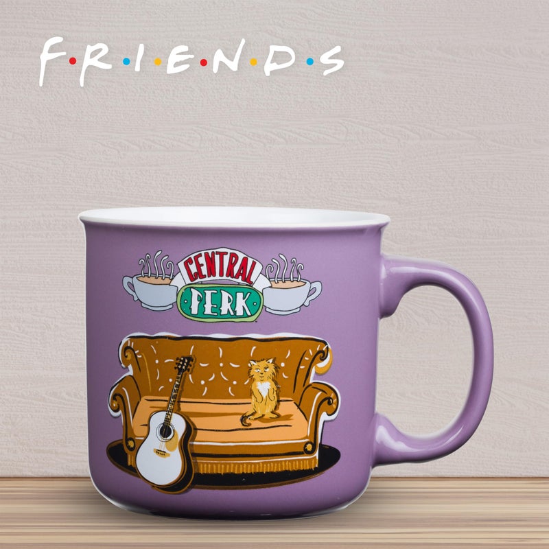Silver Buffalo Friends Central Perk Smelly Cat, Iconic Orange Couch, Pheobe's Guitar Ceramic Camper Mug, 20 Ounces - Image 5