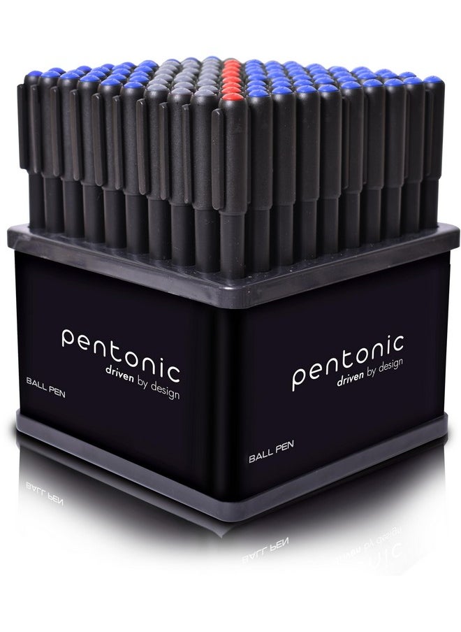 Pentonic Pentonic 0.7 mm Ball Point Pen Tumbler Pack | Blue, Black & Red Ink | Set of 100  - Image 1