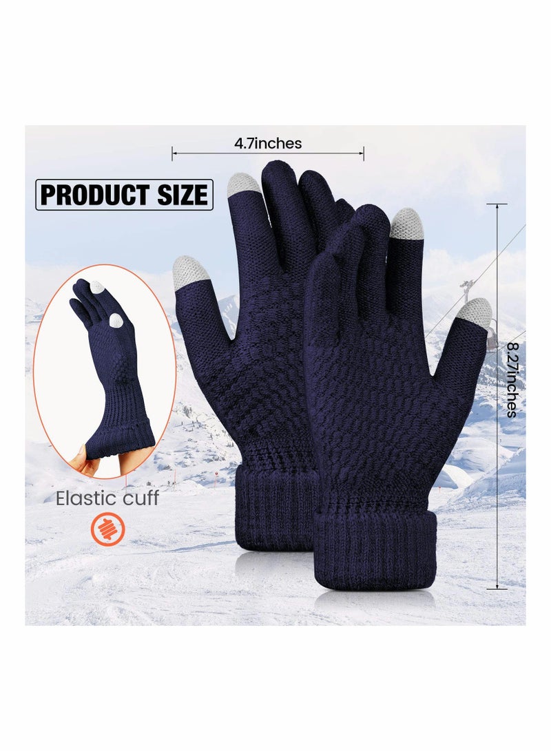 Excefore 4 Pairs Women's Winter Touch Screen Gloves Warm Fleece Lined Knit Gloves Elastic Cuff Winter Texting Gloves - Image 2