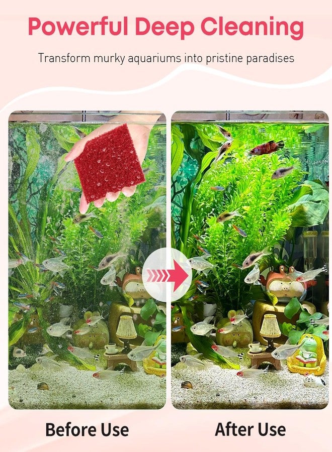 باوفلي مجموعة باو فلاي المكونة من 8 قطع من إسفنجات تنظيف زجاج أحواض السمك، 3.25 بوصة × 3.25 بوصة × 1 بوصة، وسادة تنظيف الطحالب لأحواض السمك الزجاجية، منظف زجاج أحواض السمك، إسفنجة أحواض السمك، أدوات تنظيف أحواض السمك، أحمر (غير مناسب لأحواض الأكريليك) - Image 5