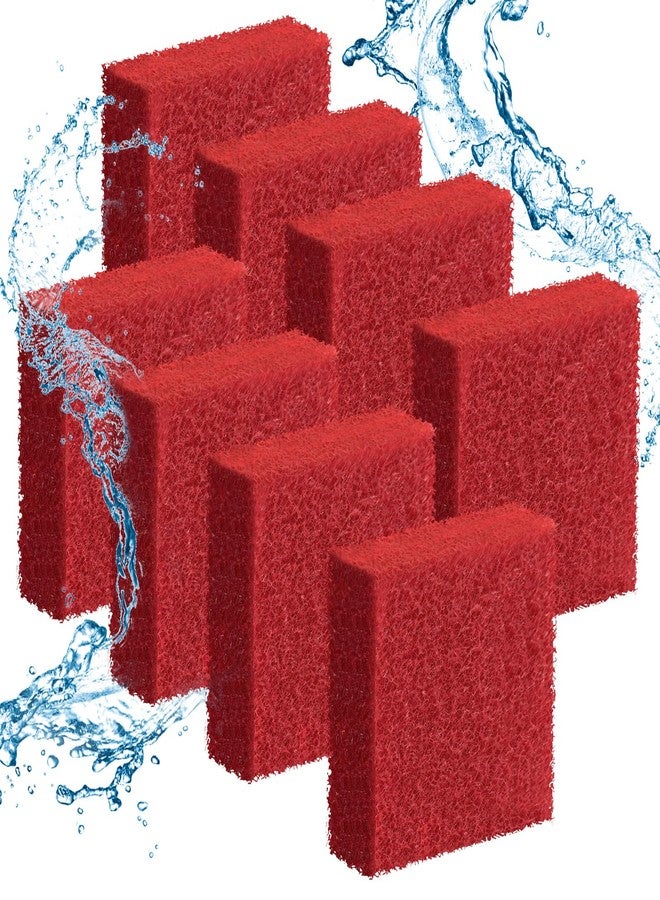 باوفلي مجموعة باو فلاي المكونة من 8 قطع من إسفنجات تنظيف زجاج أحواض السمك، 3.25 بوصة × 3.25 بوصة × 1 بوصة، وسادة تنظيف الطحالب لأحواض السمك الزجاجية، منظف زجاج أحواض السمك، إسفنجة أحواض السمك، أدوات تنظيف أحواض السمك، أحمر (غير مناسب لأحواض الأكريليك) - Image 1