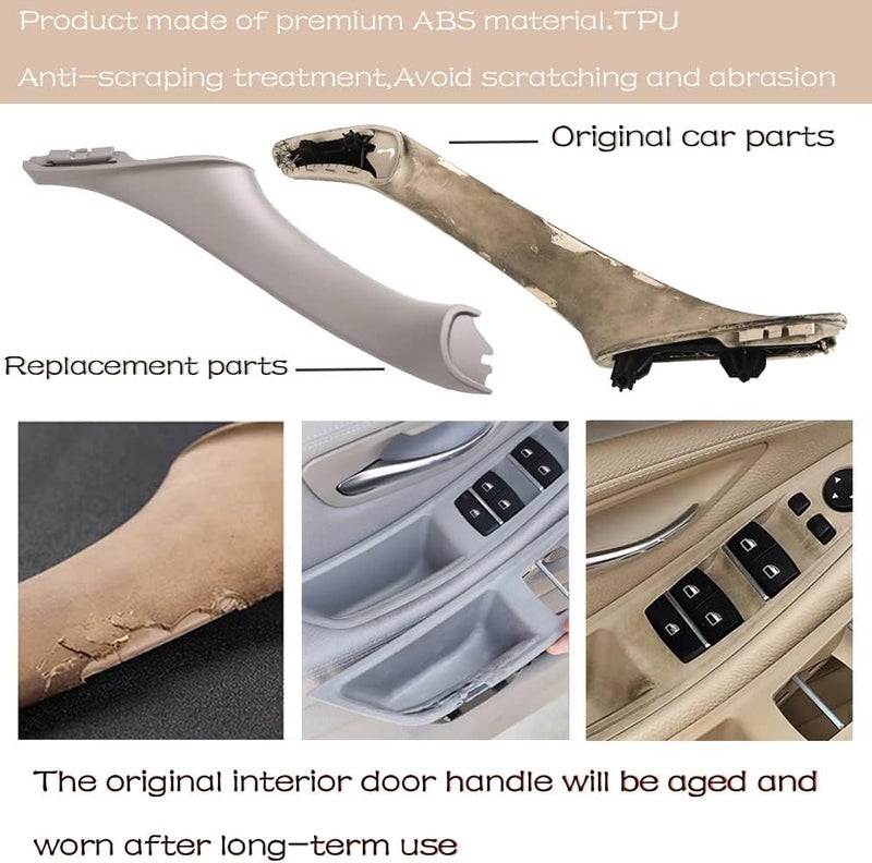 CHUANGHUI Car Door Handle Cover for BMW 5 Series F10 2011-2016 Interior Door Handles Replace Trim Cover 520i 528i 530i 535d 535i 550i (Gray) - Image 2