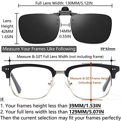 CAXMAN Non Polarized Clip On Sunglasses Over Prescription Glasses for Men Women Flip Up Category 4 Super Dark Black Lens 59 * 42 mm - Image 4