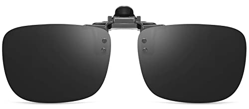 CAXMAN Non Polarized Clip On Sunglasses Over Prescription Glasses for Men Women Flip Up Category 4 Super Dark Black Lens 59 * 42 mm - Image 1