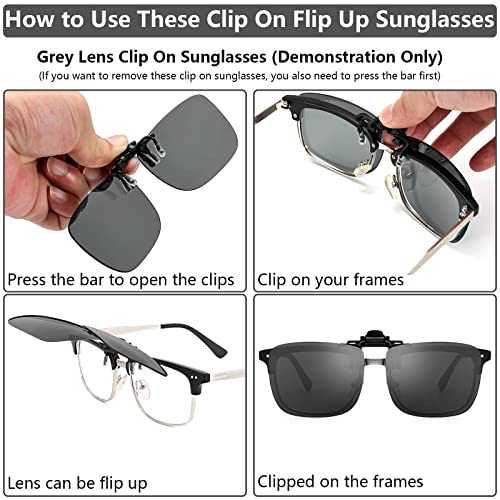 CAXMAN Non Polarized Clip On Sunglasses Over Prescription Glasses for Men Women Flip Up Category 4 Super Dark Black Lens 59 * 42 mm - Image 5