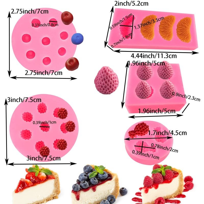 Silicone Mold Set: 5 Pink Fruit Shaped Molds - Food-Grade BPA-Free Flexible Non-Stick Design, Effortless Release & Temperature Resilient, For Baking Crafting Beginners Professionals - Image 2