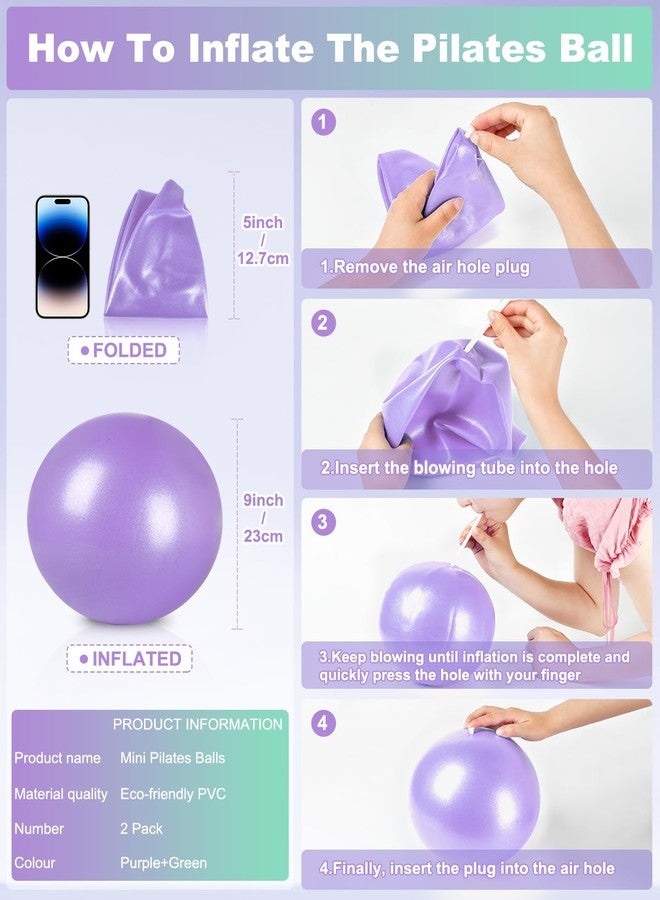 ROLYTA 2 Pcs Yoga Ball 9 Inch, Mini Pilates Ball Exercise Ball, Balance Ball for Core Strength Stability Stretching Physical Therapy Workout at Home Gym Office - Image 2