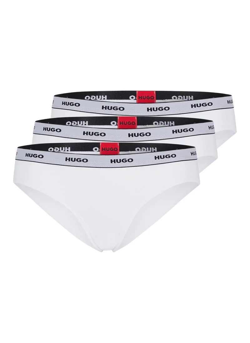HUGO Three-pack of stretch-cotton briefs with logo waistbands