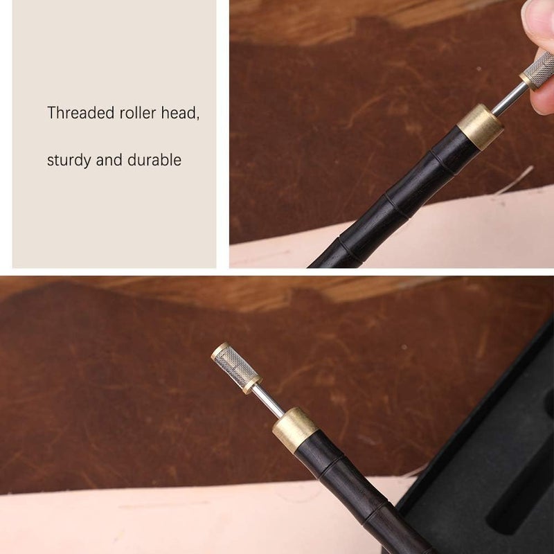 DIY Crafts Leather Edge Dye Pen Edge Dye Roller Pen Wood Handle Stainless Steel Top Edge Dye Roller Oil Pen, Leather Edge Painting Roller Tools for Leather Craft Working Other Accessries (1 Kit) - Image 3