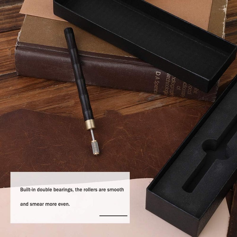 DIY Crafts Leather Edge Dye Pen Edge Dye Roller Pen Wood Handle Stainless Steel Top Edge Dye Roller Oil Pen, Leather Edge Painting Roller Tools for Leather Craft Working Other Accessries (1 Kit) - Image 5