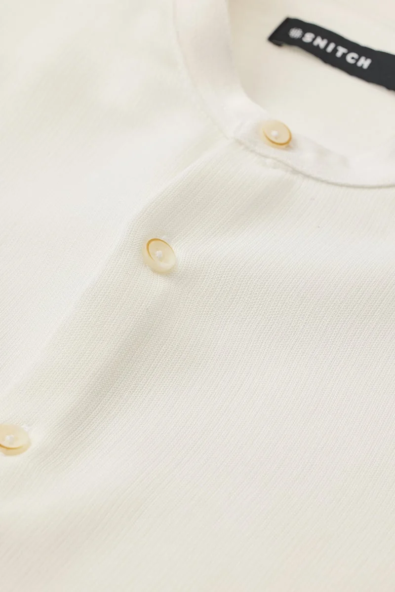 SNITCH White Solid Long Sleeve Slim Fit Shirt