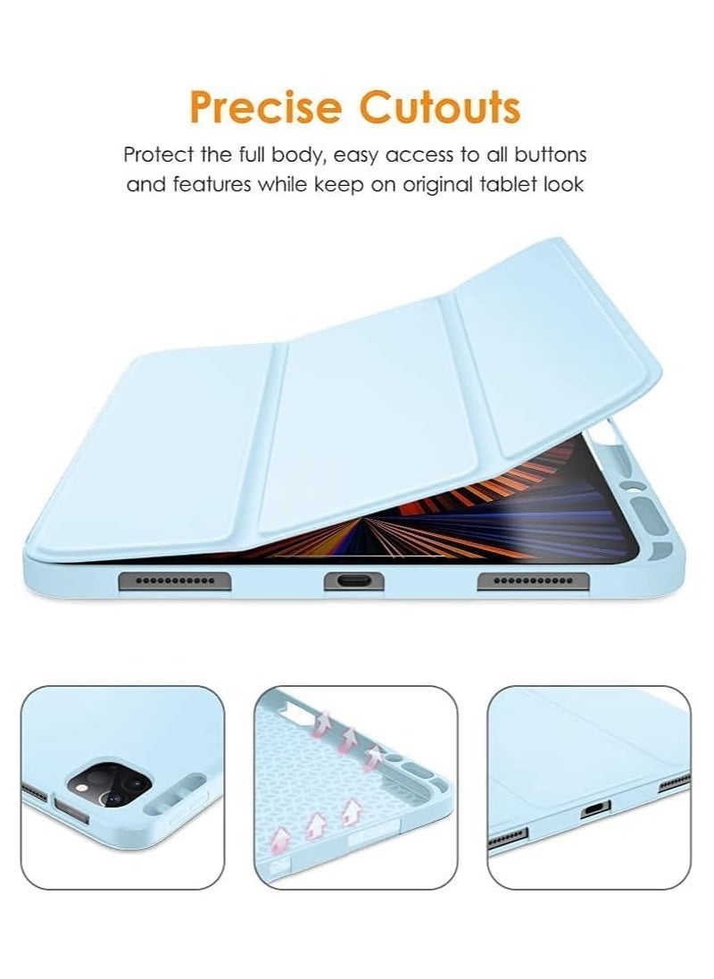 JAJEEK iPad Pro 12.9 Case 2021 – Full Body Protective Smart Cover with Apple Pencil 2 Charging, Auto Sleep/Wake, Soft TPU Back for iPad Pro 12.9-inch 5th Gen, Ice Blue – Slim, Durable, and Stylish Protection - Image 4
