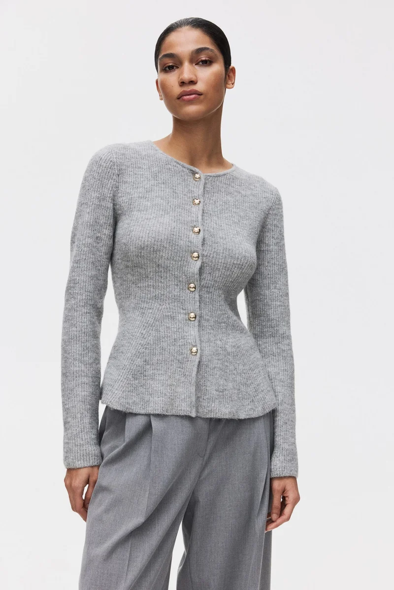 H&M Rib-knit peplum cardigan