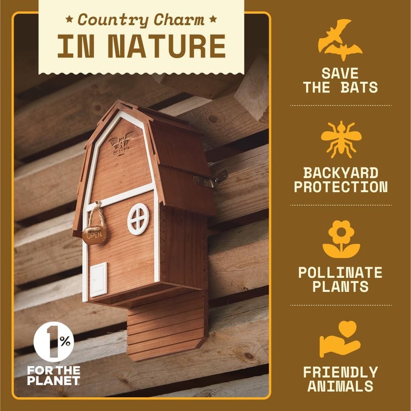 WildYard Big Bat Box - Bat Barn Junior 2 Chamber, Compact Bat House for Outside - Artificial Roost Kit for Wall-Mount - Bat Houses for Backyards - Image 1