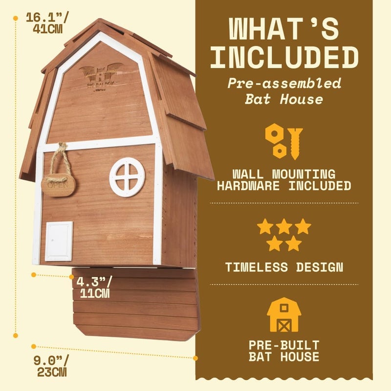 WildYard Big Bat Box - Bat Barn Junior 2 Chamber, Compact Bat House for Outside - Artificial Roost Kit for Wall-Mount - Bat Houses for Backyards - Image 3