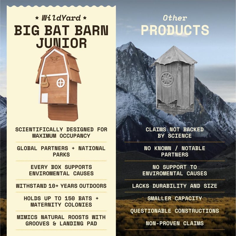 WildYard Big Bat Box - Bat Barn Junior 2 Chamber, Compact Bat House for Outside - Artificial Roost Kit for Wall-Mount - Bat Houses for Backyards - Image 4