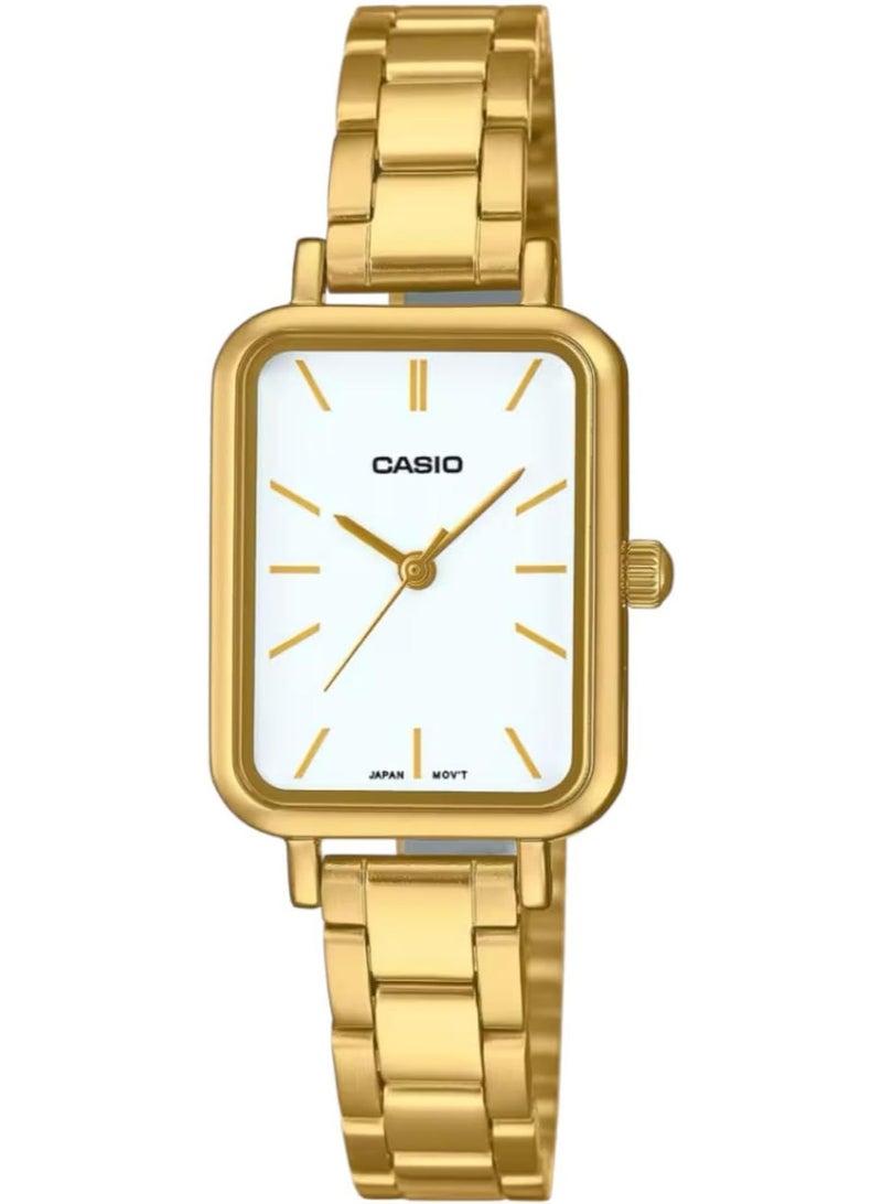 Casio Women's Watch - LTP-V009G-7EUDF White Dial, Gold Band - Image 1