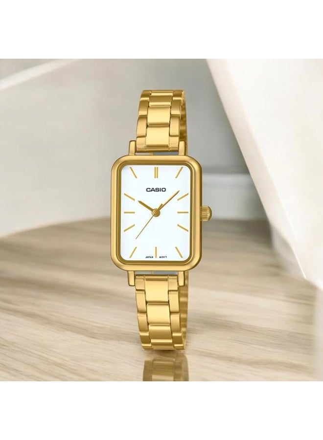 Casio Women's Watch - LTP-V009G-7EUDF White Dial, Gold Band - Image 3
